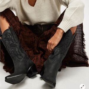 Free People x Jeffrey Campbell Dagget Leather Western Boots – Black – US 10 NWOB